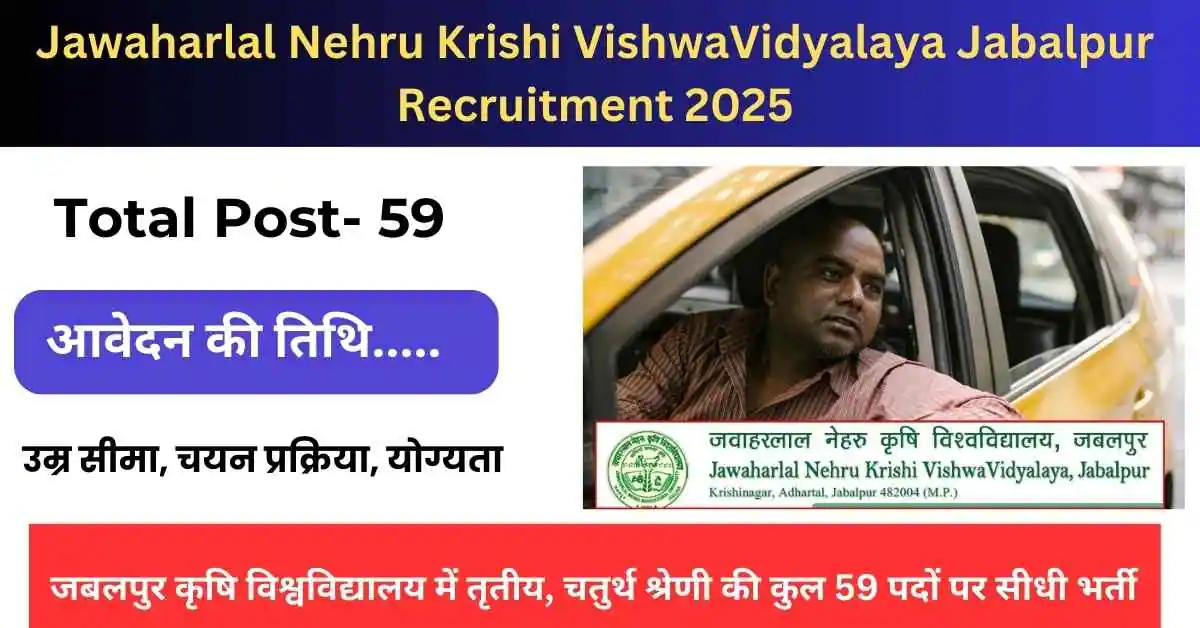 Jawaharlal Nehru Krishi VishwaVidyalaya Jabalpur Recruitment 2025